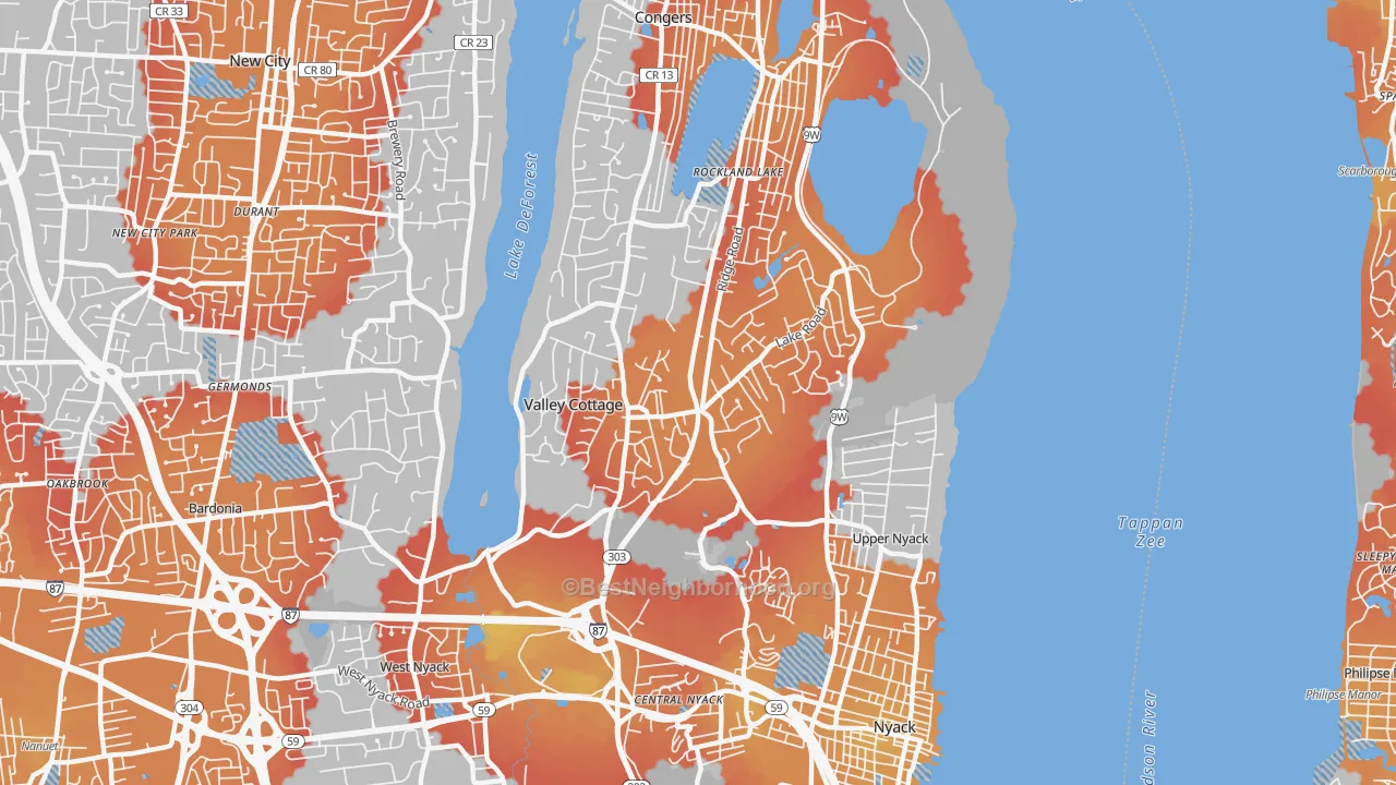 Transit Grade map of 10989, NY