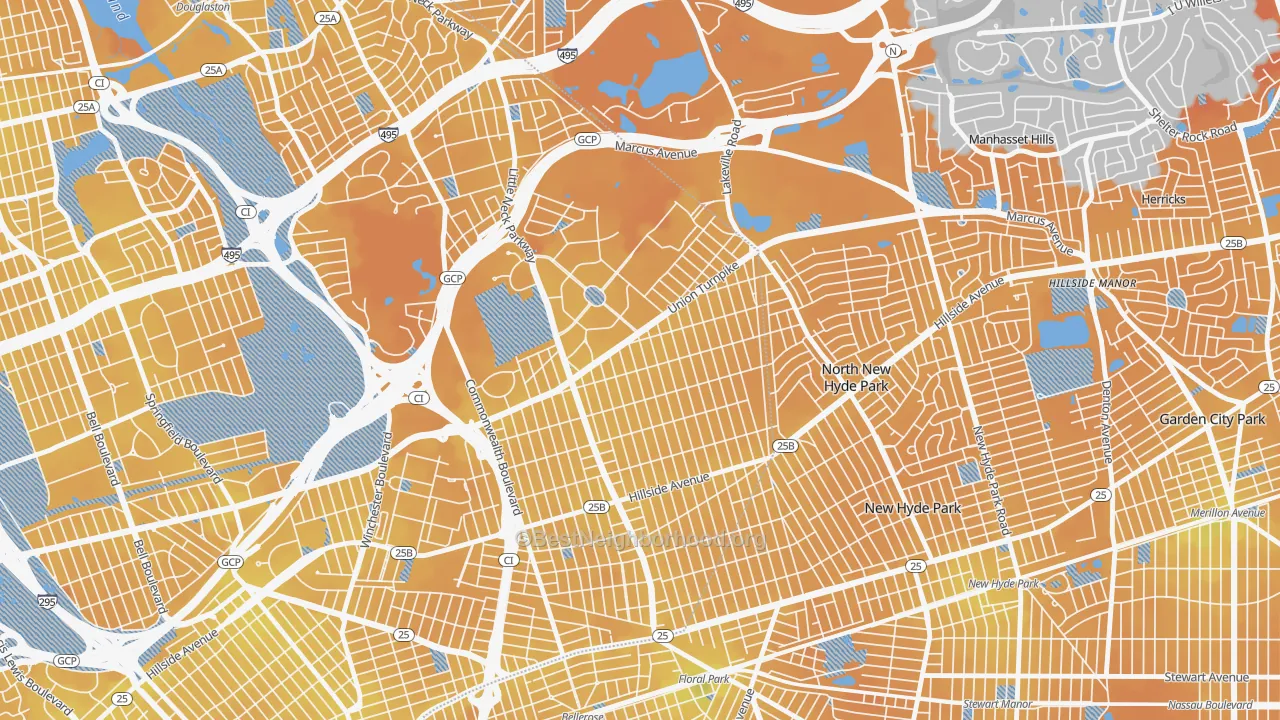 Transit Grade map of 11004, NY