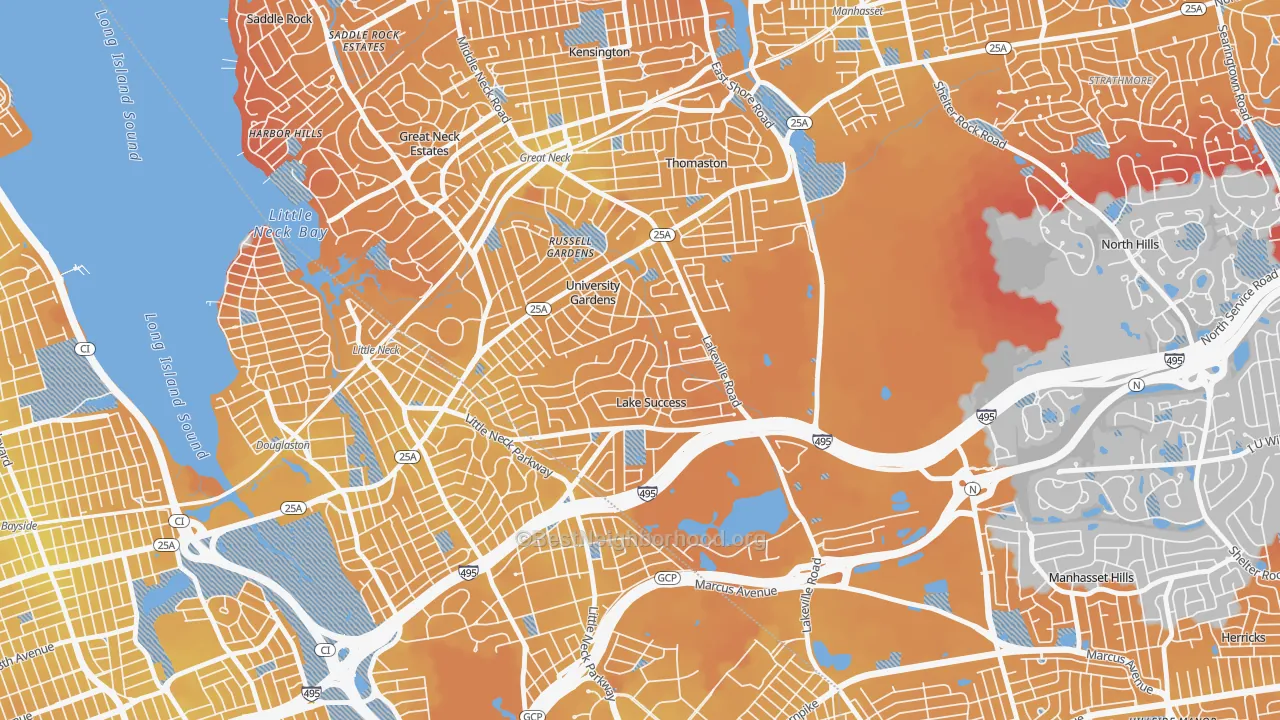 Transit Grade map of 11020, NY
