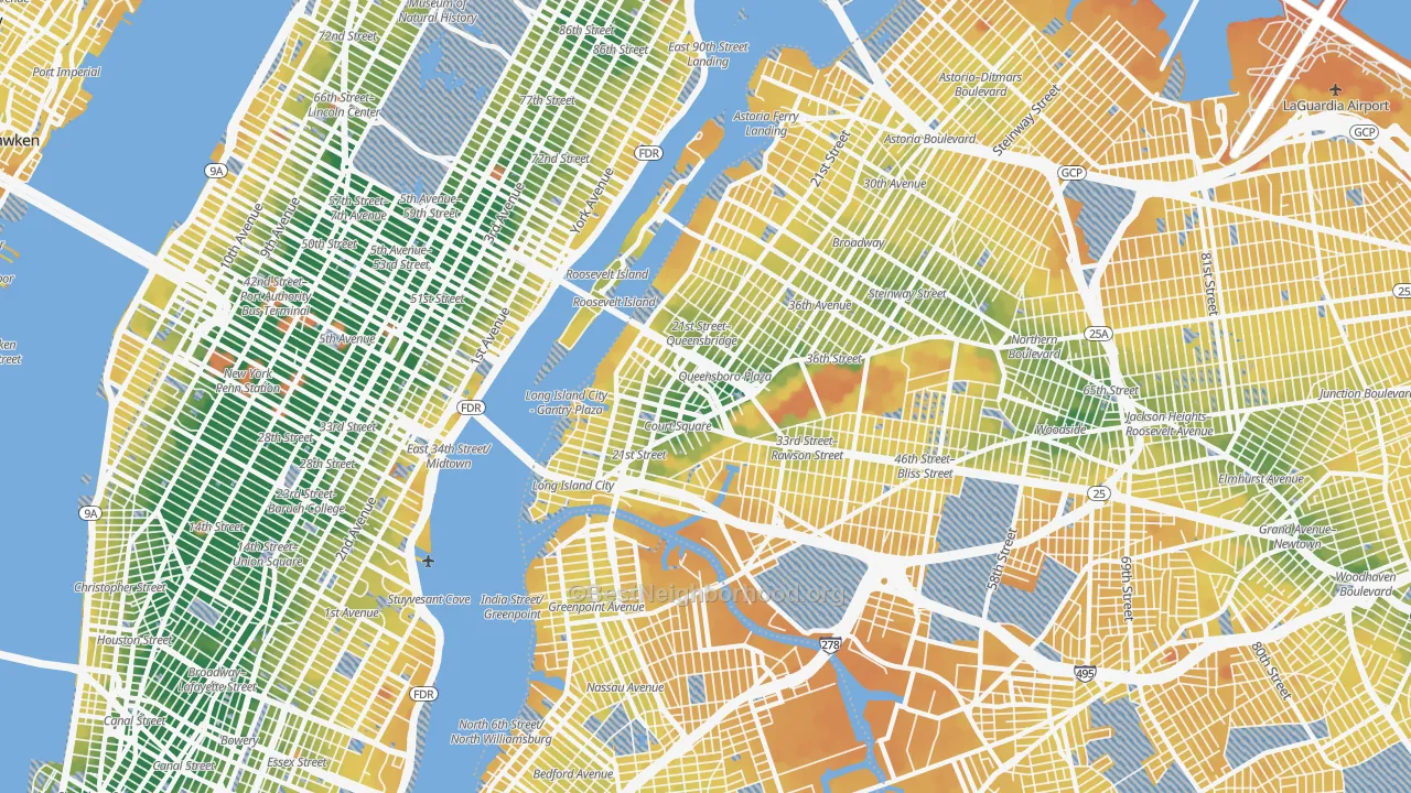 Transit Grade map of 11101, NY