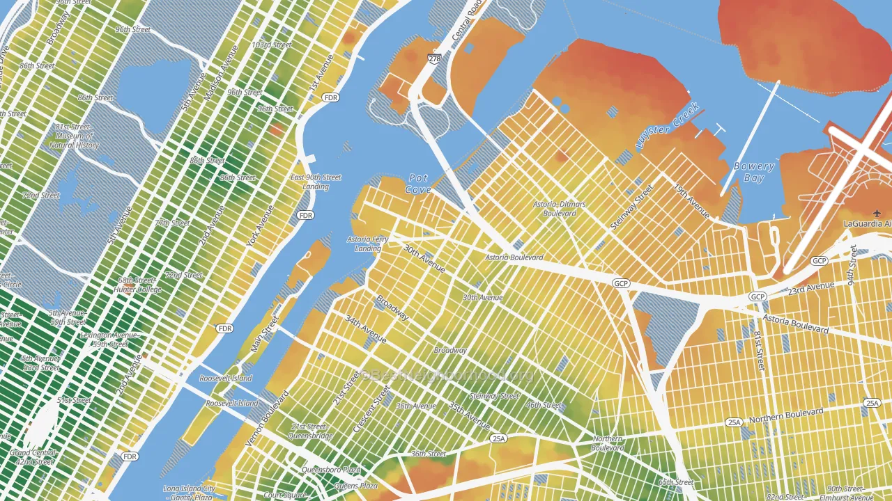 Transit Grade map of 11102, NY