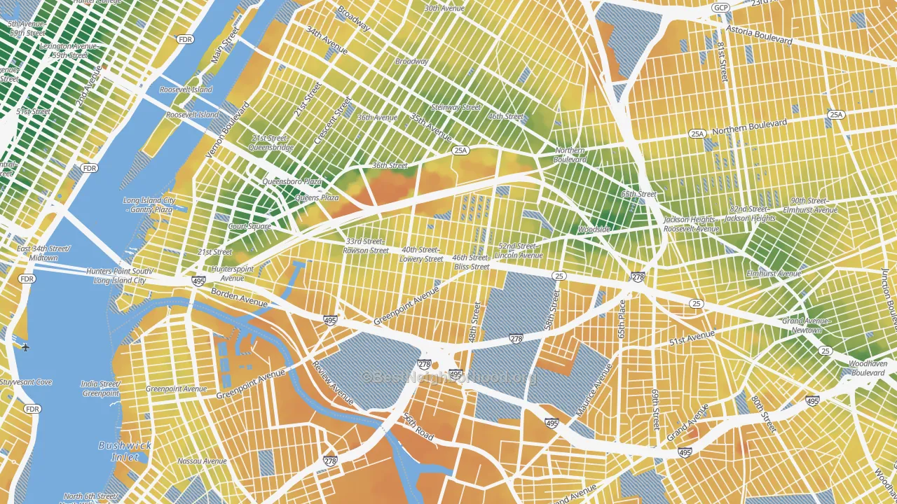 Transit Grade map of 11104, NY