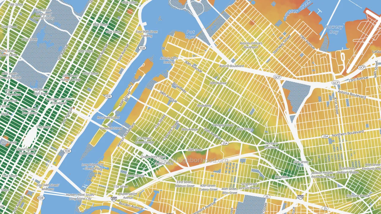 Transit Grade map of 11106, NY