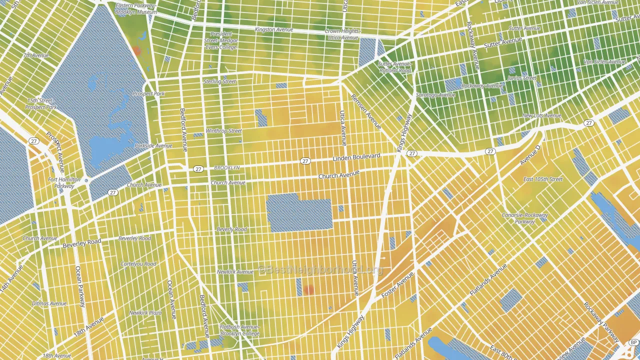 Transit Grade map of 11203, NY