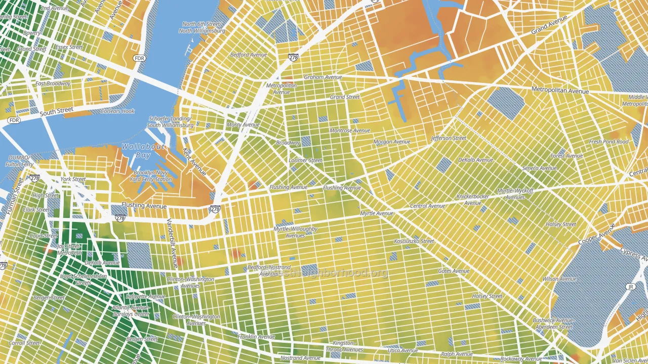 Transit Grade map of 11206, NY