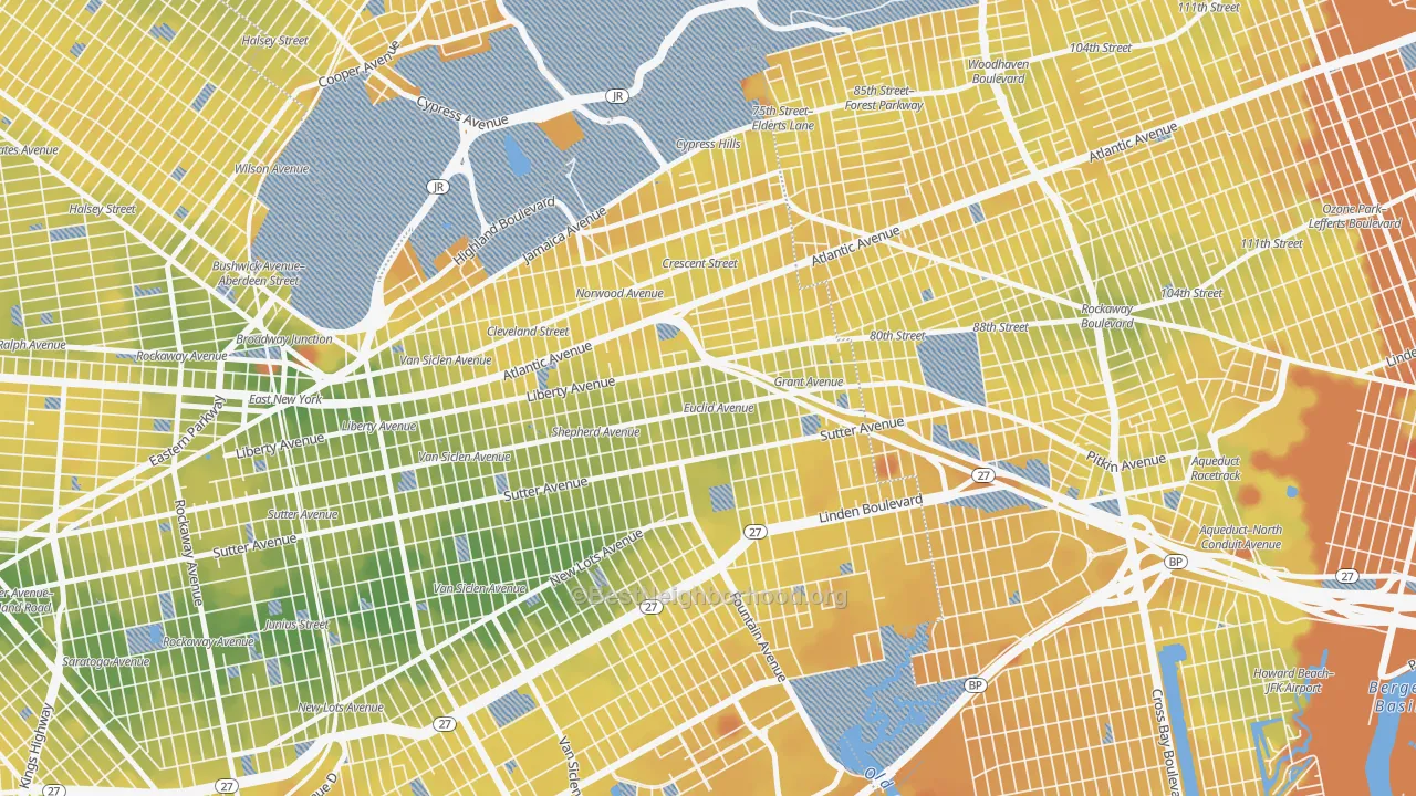 Transit Grade map of 11208, NY
