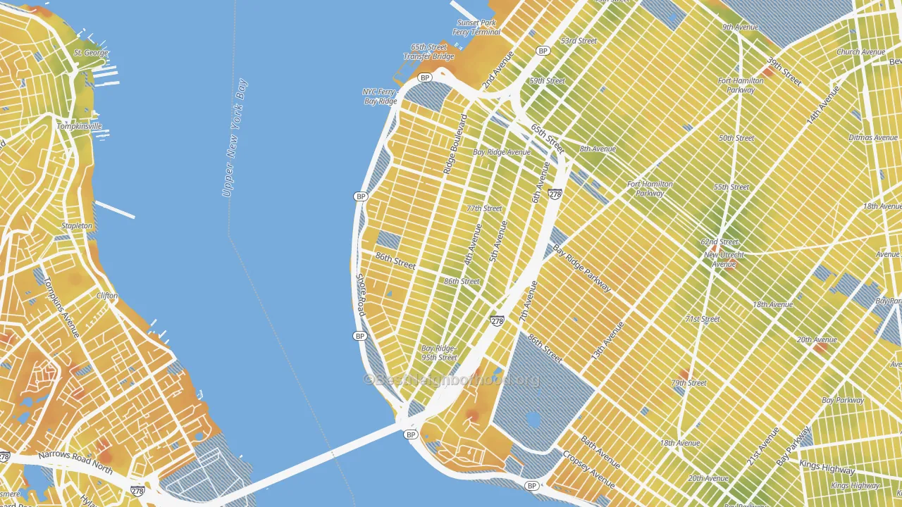 Transit Grade map of 11209, NY