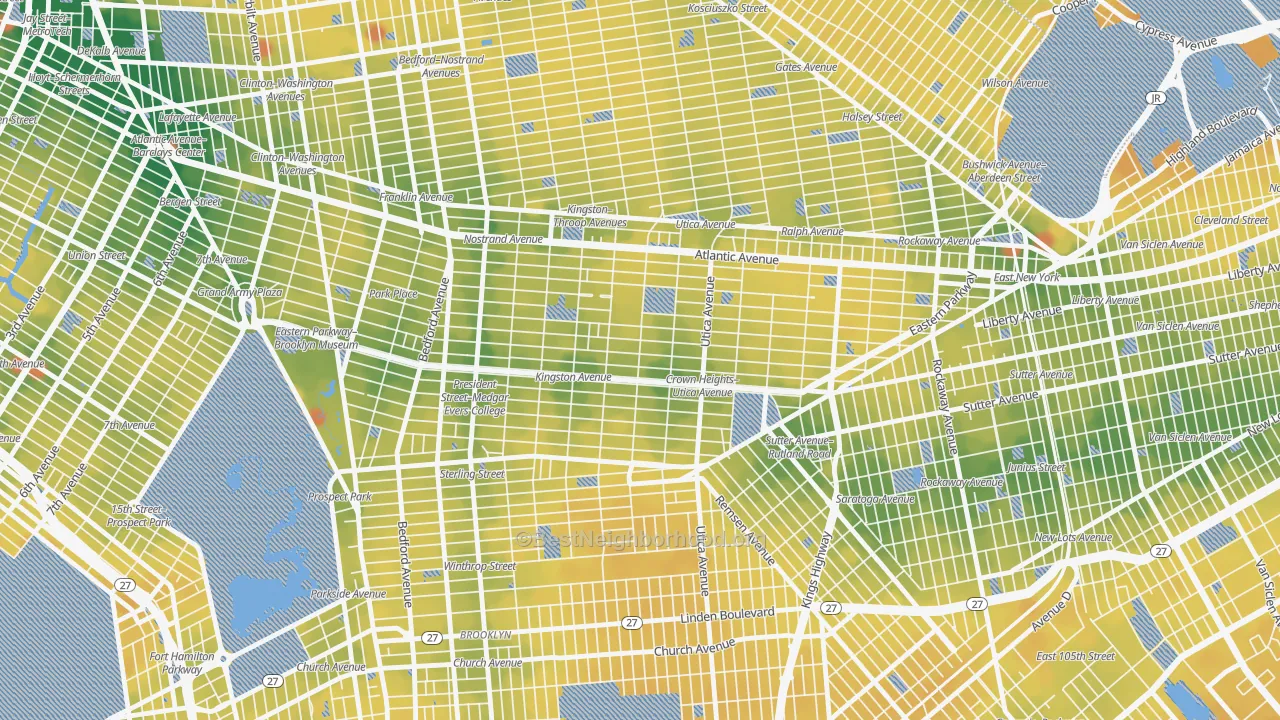Transit Grade map of 11213, NY