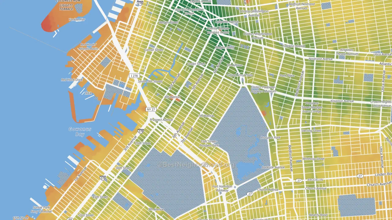 Transit Grade map of 11215, NY
