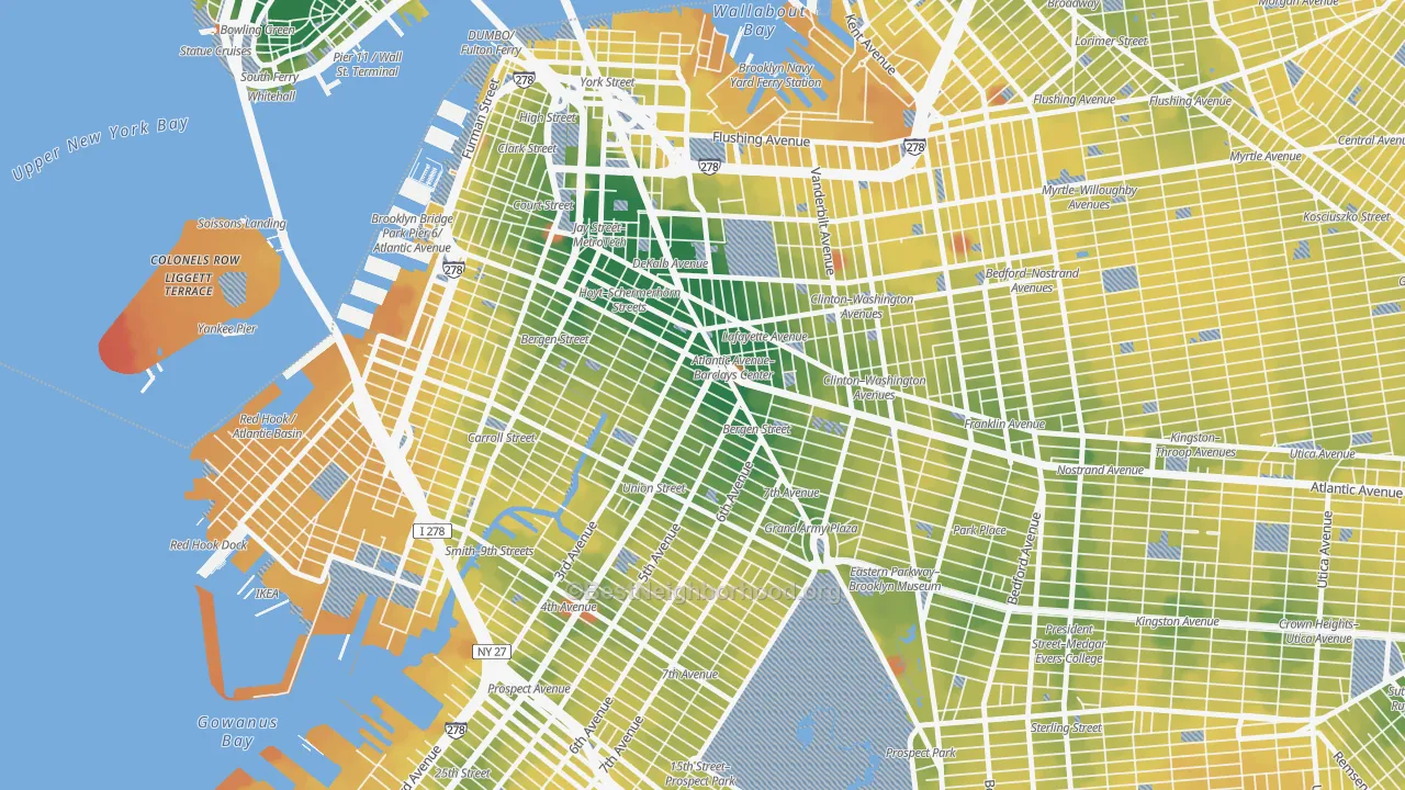 Transit Grade map of 11217, NY