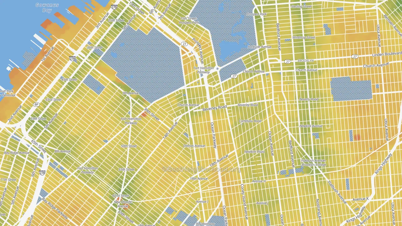 Transit Grade map of 11218, NY