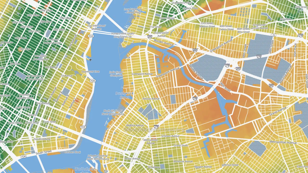 Transit Grade map of 11222, NY