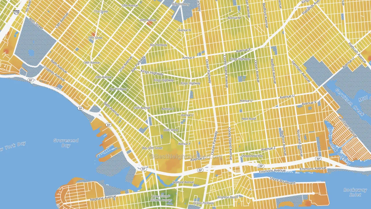 Transit Grade map of 11223, NY