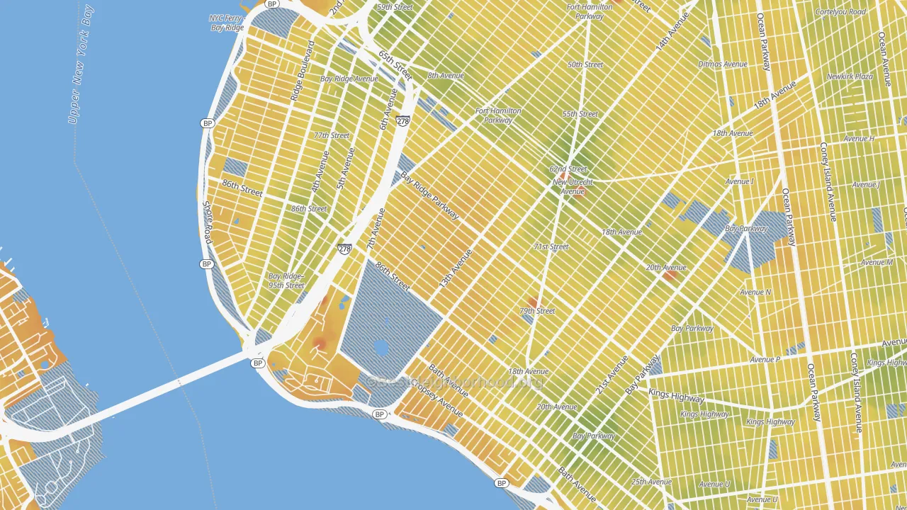 Transit Grade map of 11228, NY