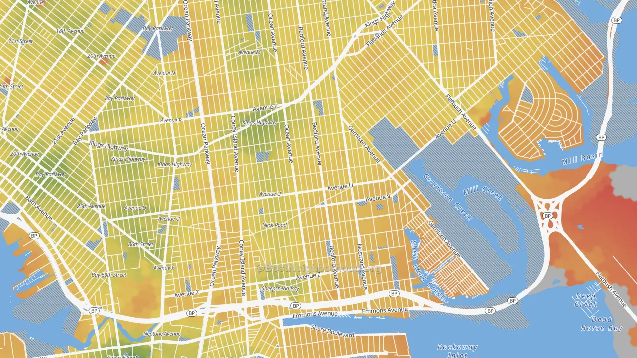 Transit Grade map of 11229, NY