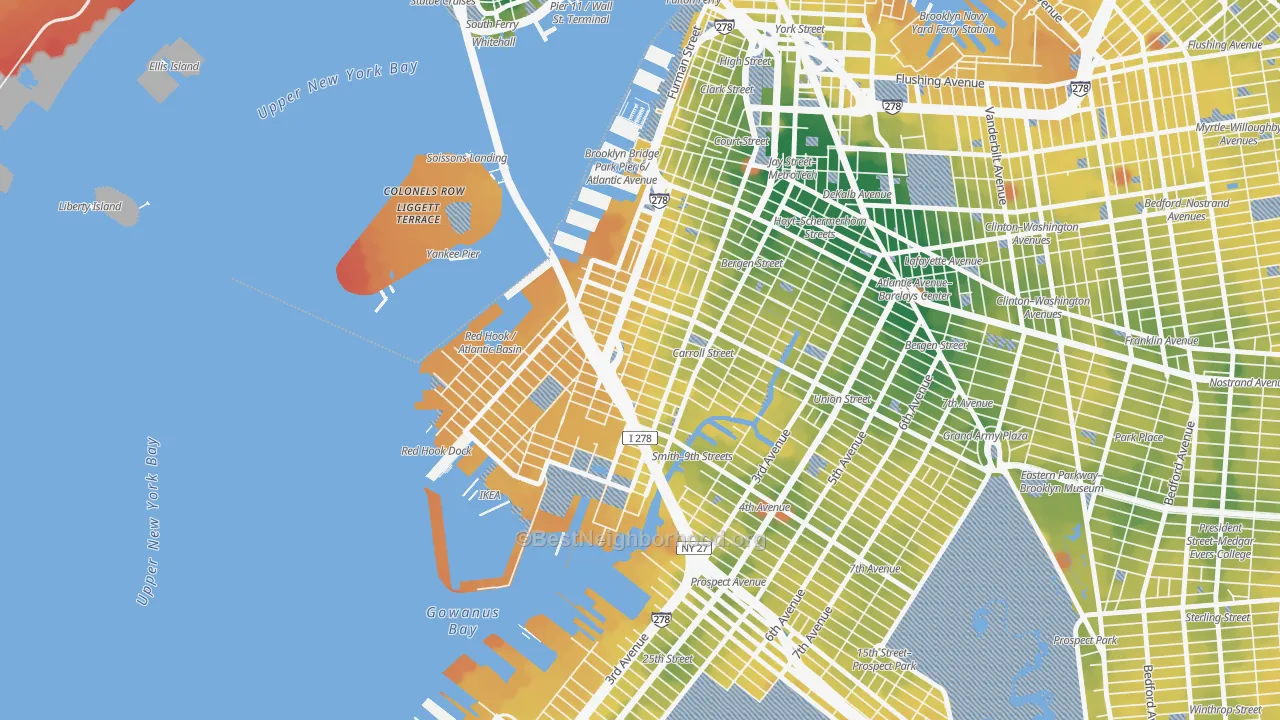 Transit Grade map of 11231, NY