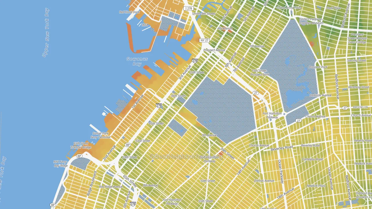 Transit Grade map of 11232, NY