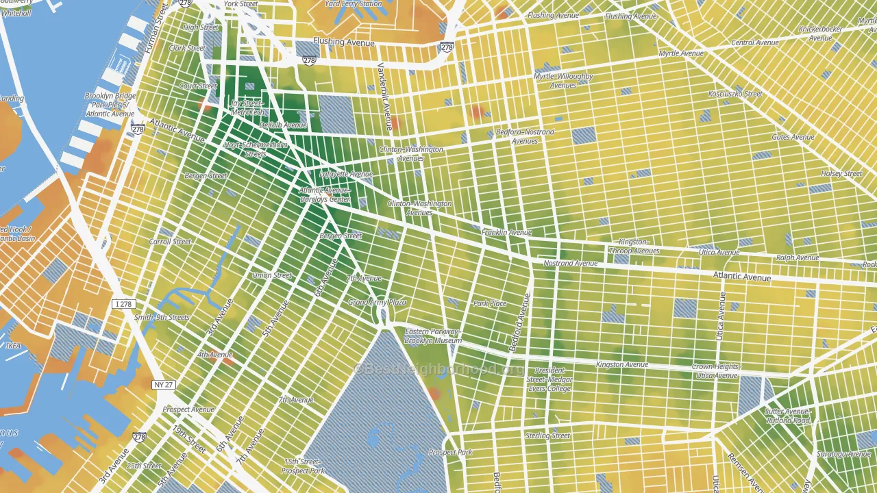 Transit Grade map of 11238, NY