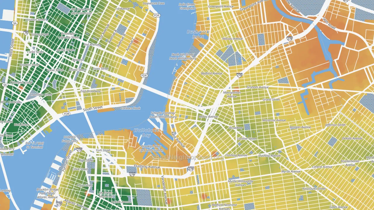 Transit Grade map of 11249, NY