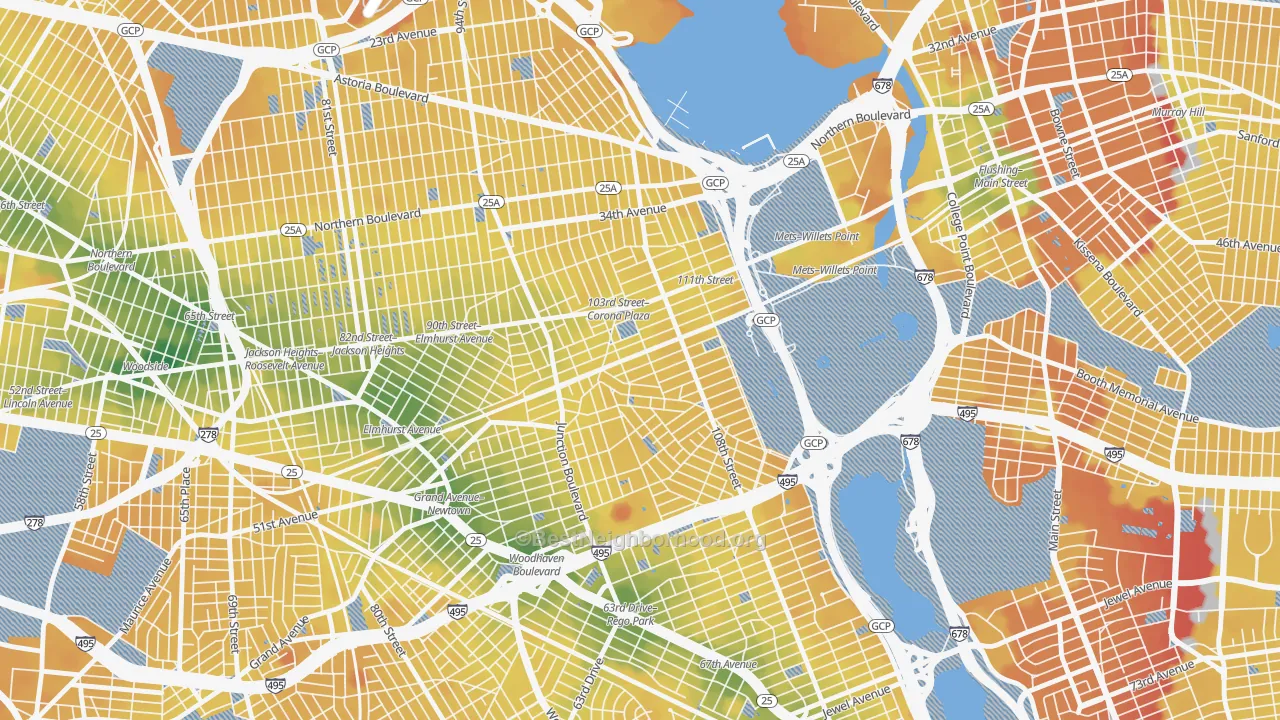 Transit Grade map of 11368, NY