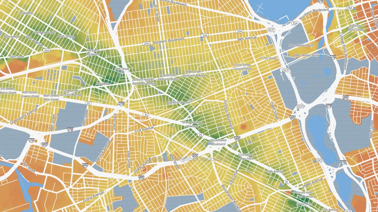 Transit Grade map of 11373, NY