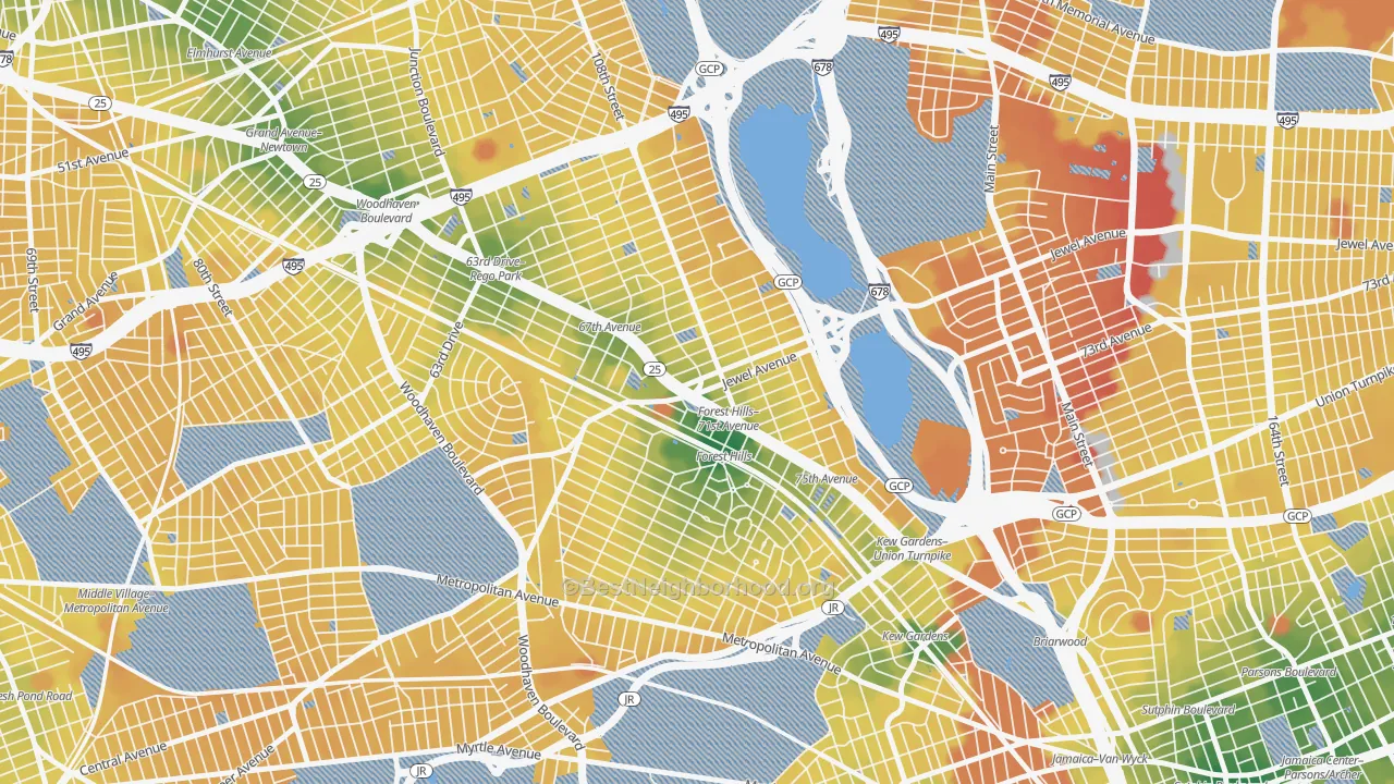 Transit Grade map of 11375, NY