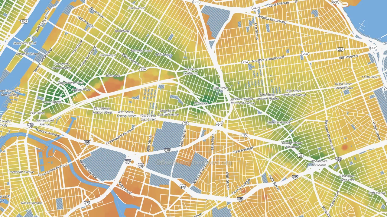 Transit Grade map of 11377, NY