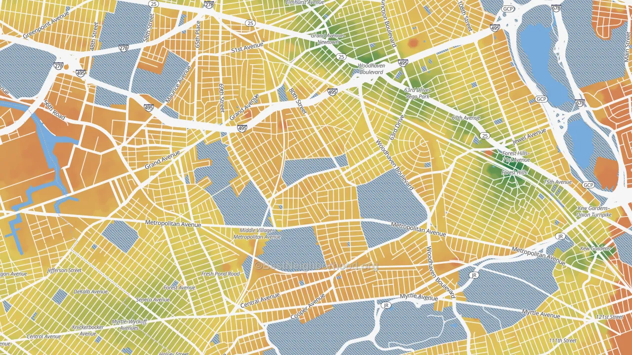 Transit Grade map of 11379, NY