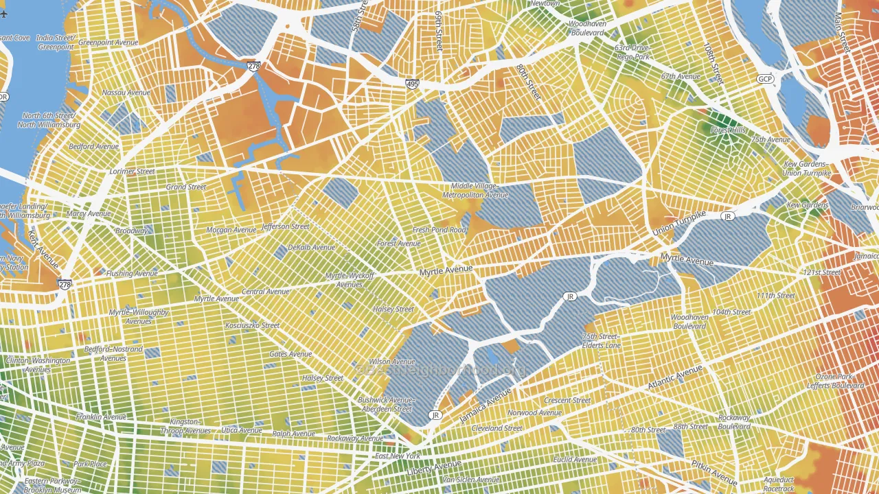 Transit Grade map of 11385, NY