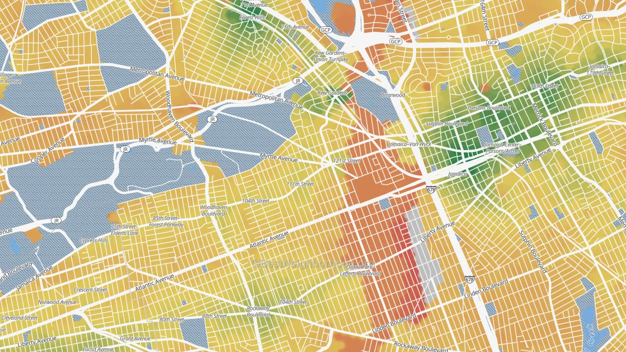 Transit Grade map of 11418, NY