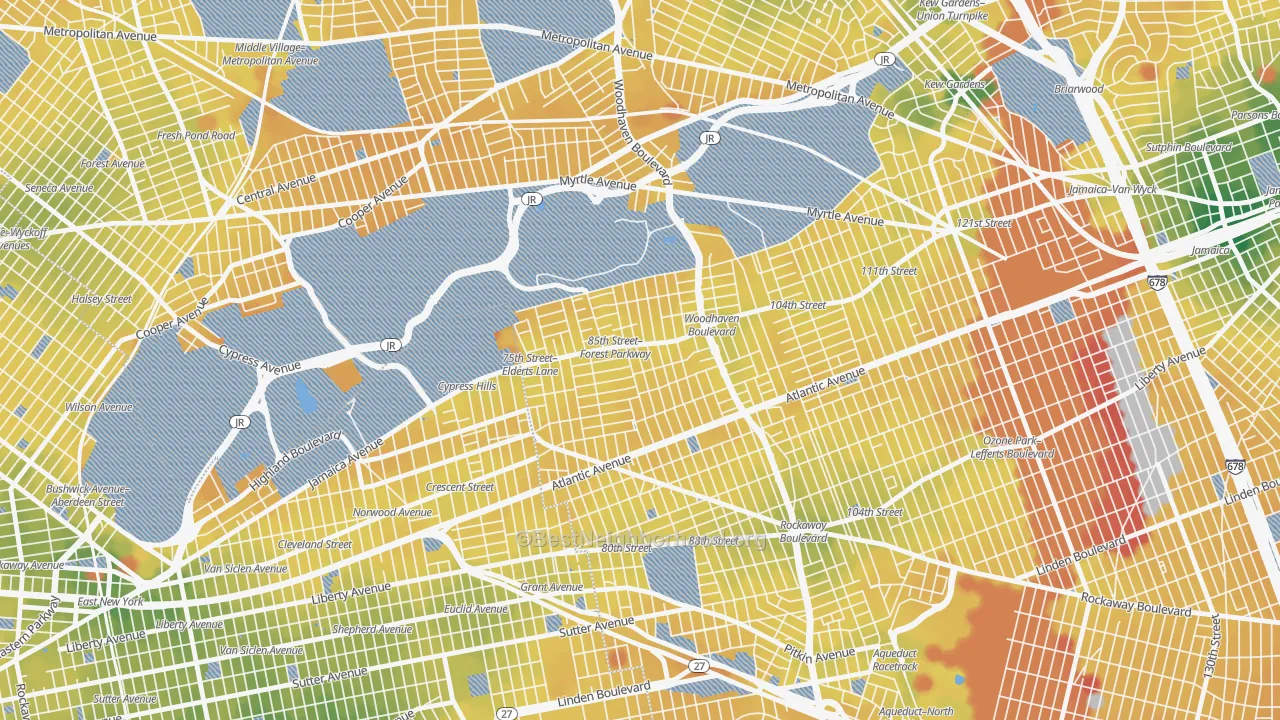Transit Grade map of 11421, NY