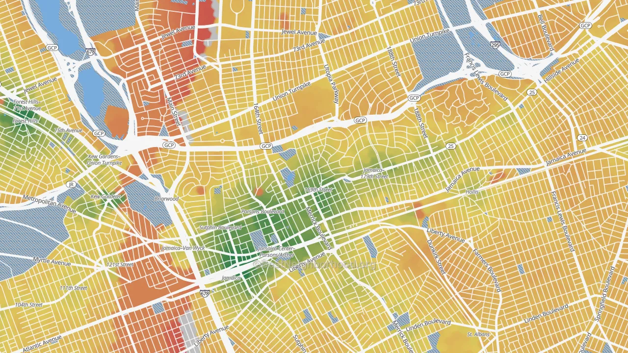 Transit Grade map of 11432, NY
