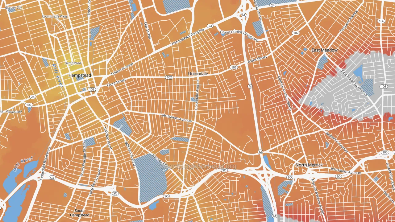 Transit Grade map of 11553, NY