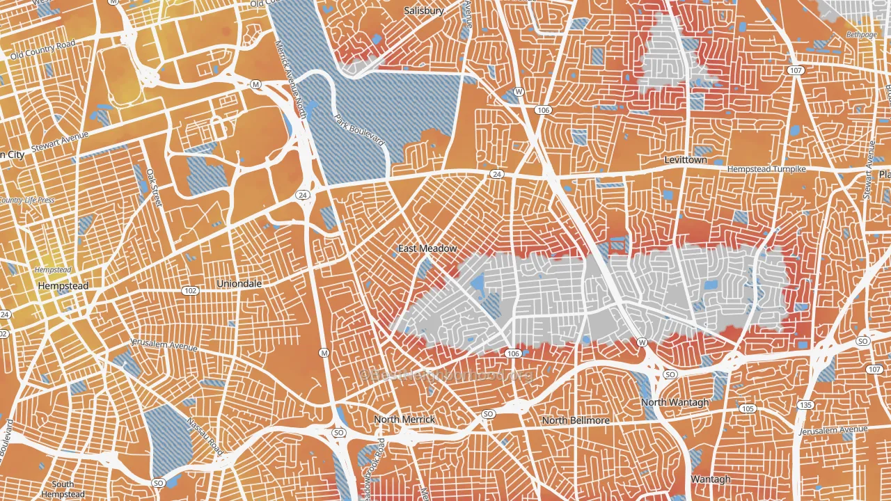 Transit Grade map of 11554, NY