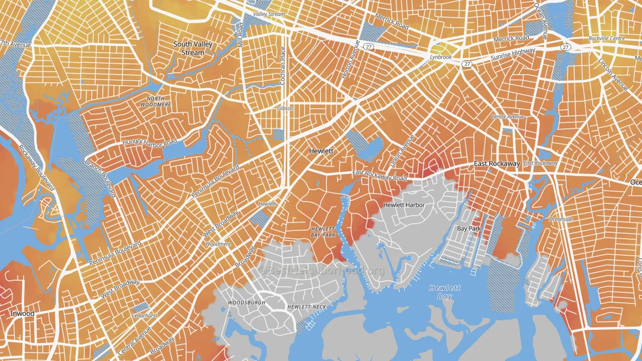 Transit Grade map of 11557, NY
