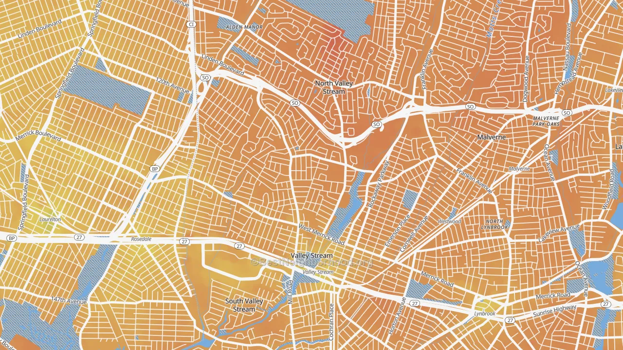 Transit Grade map of 11580, NY