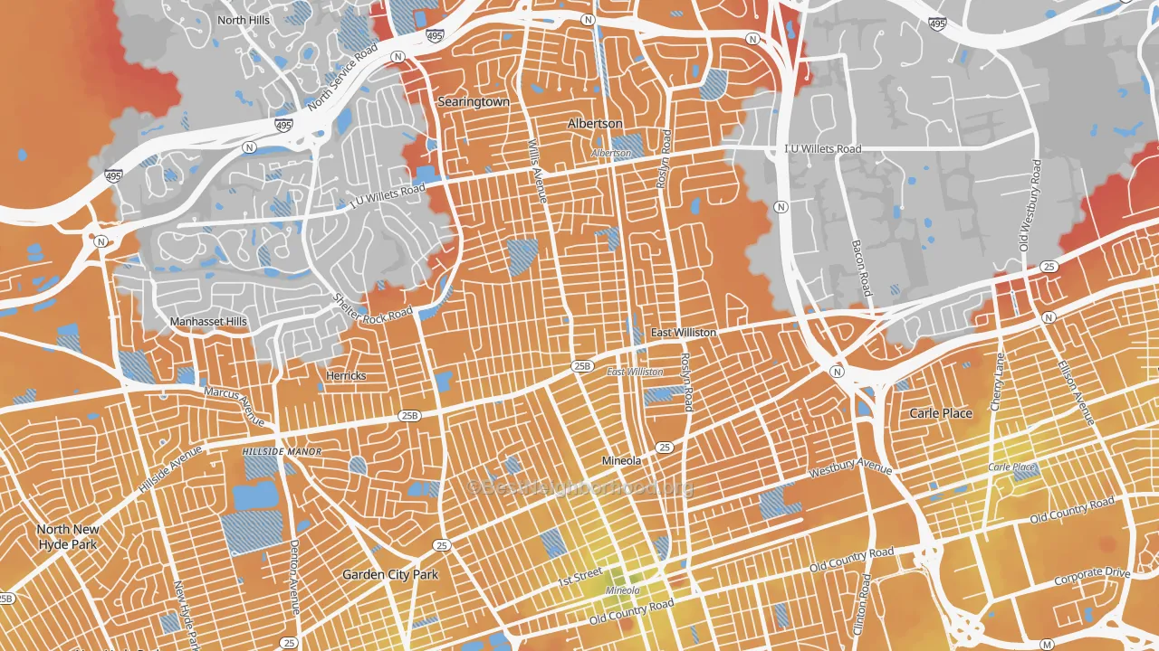 Transit Grade map of 11596, NY