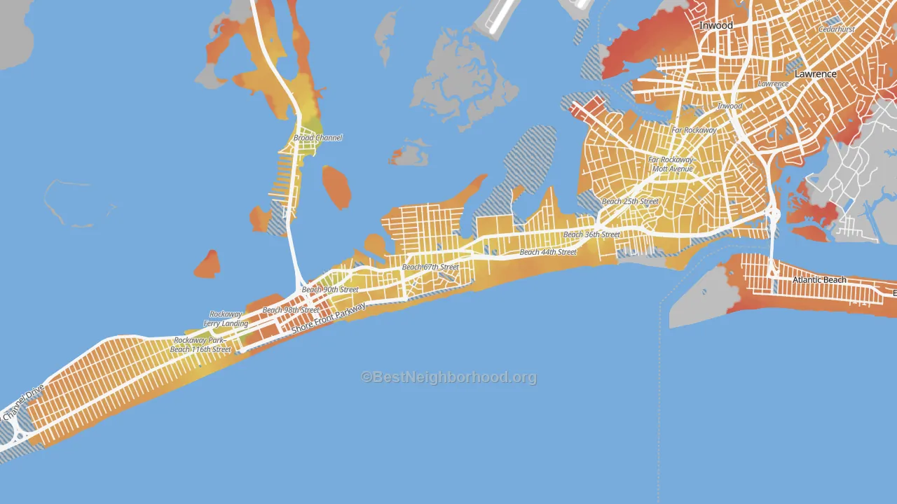 Transit Grade map of 11692, NY