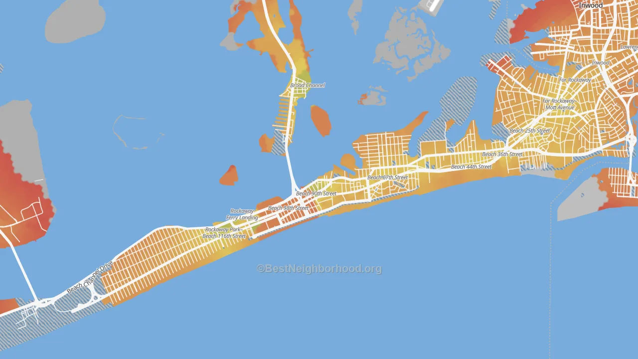 Transit Grade map of 11693, NY