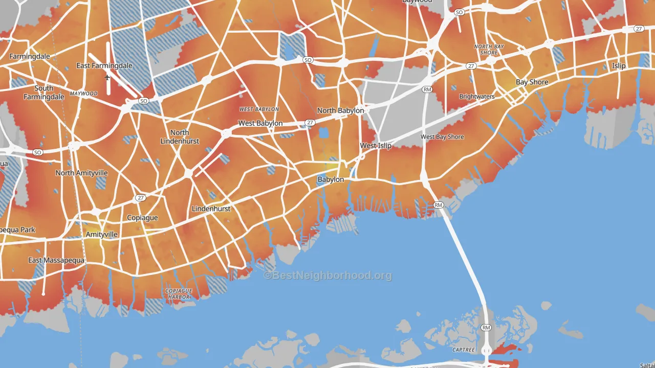 Transit Grade map of 11702, NY