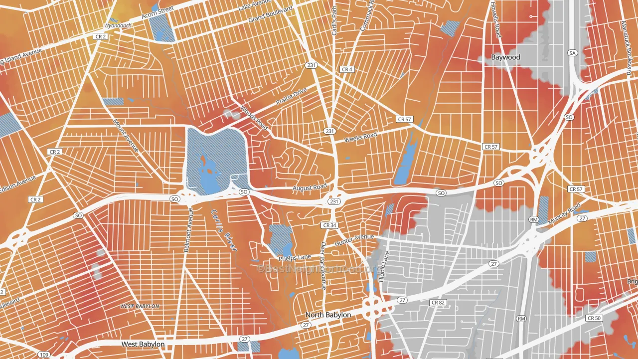 Transit Grade map of 11703, NY