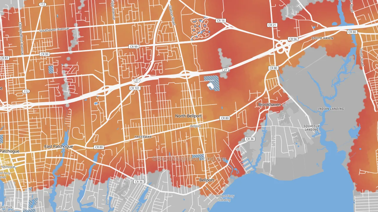 Transit Grade map of 11713, NY