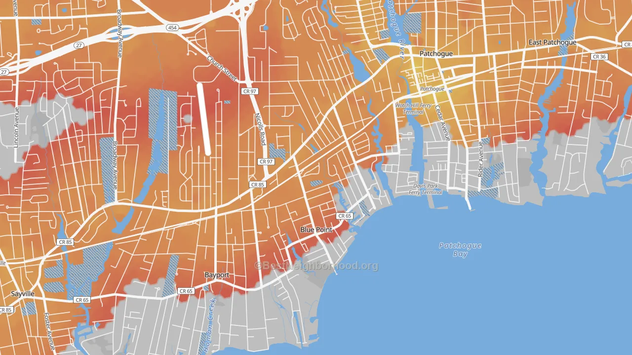 Transit Grade map of 11715, NY