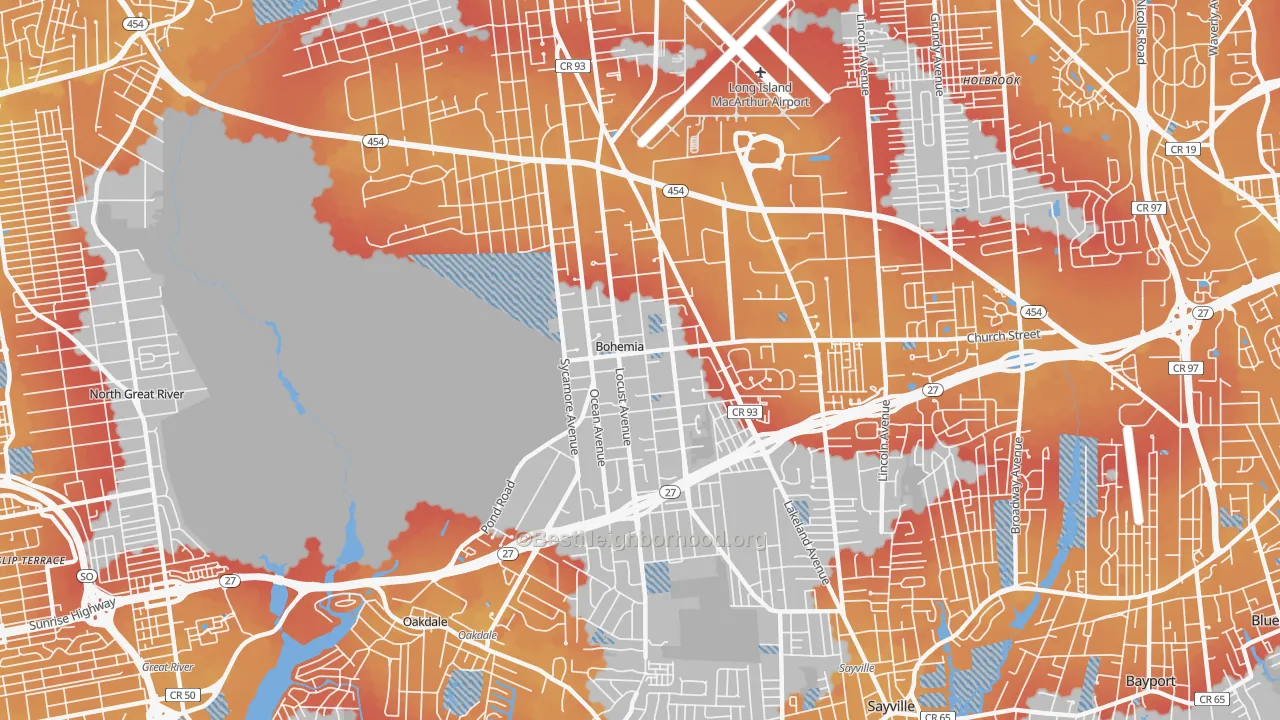 Transit Grade map of 11716, NY