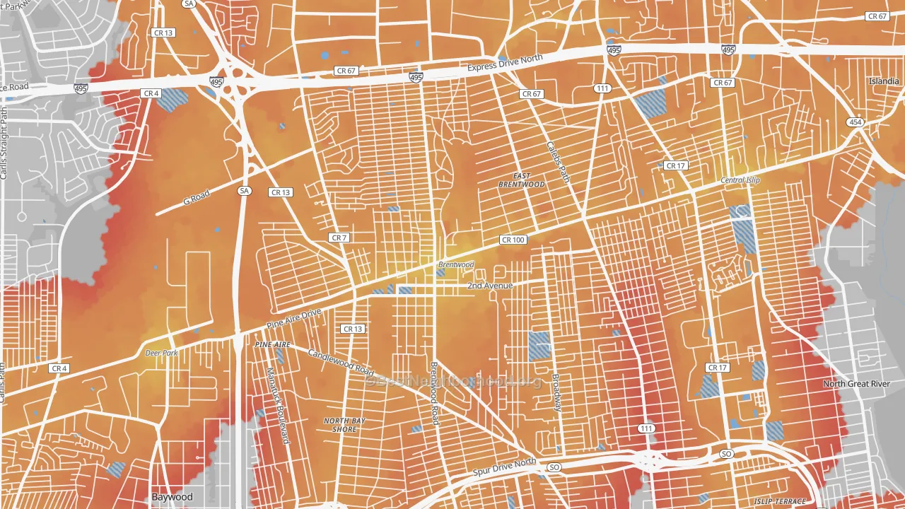 Transit Grade map of 11717, NY