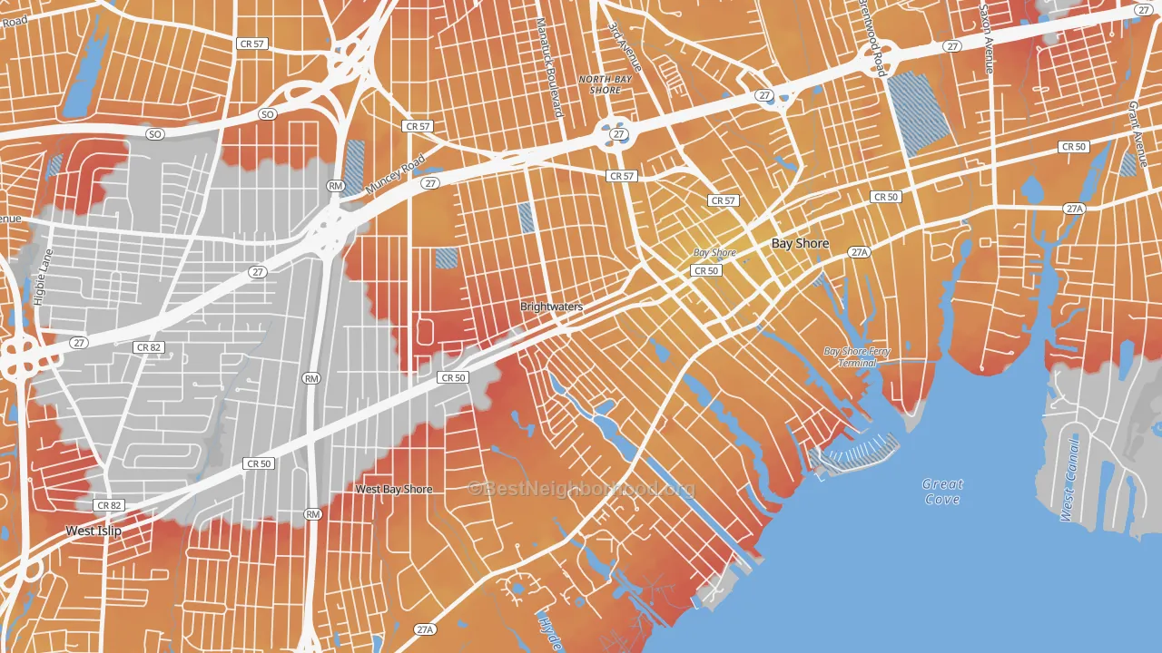 Transit Grade map of 11718, NY