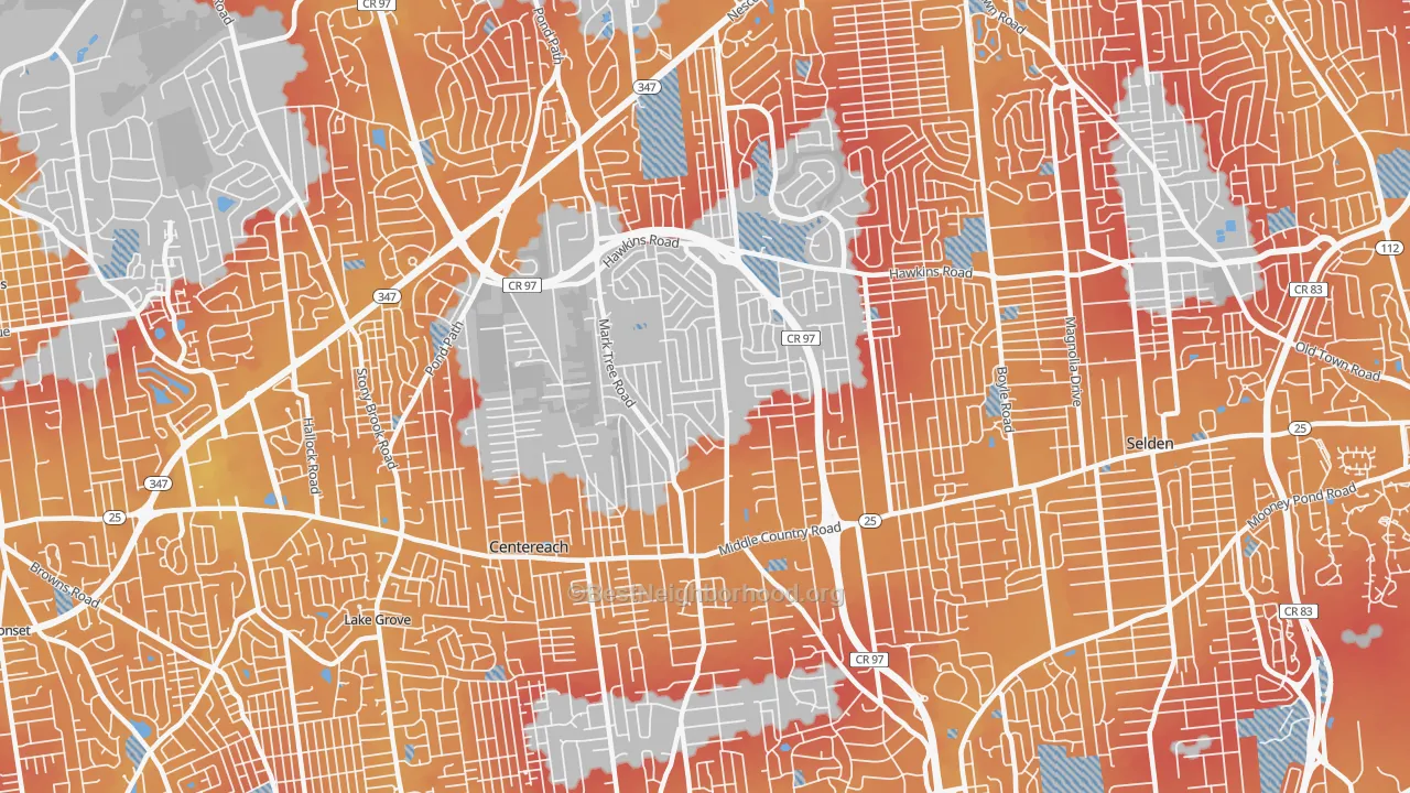 Transit Grade map of 11720, NY