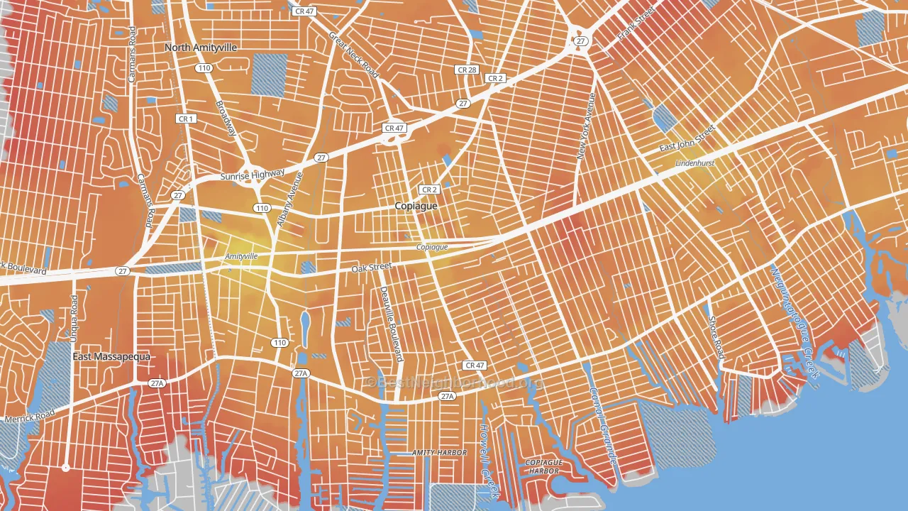 Transit Grade map of 11726, NY