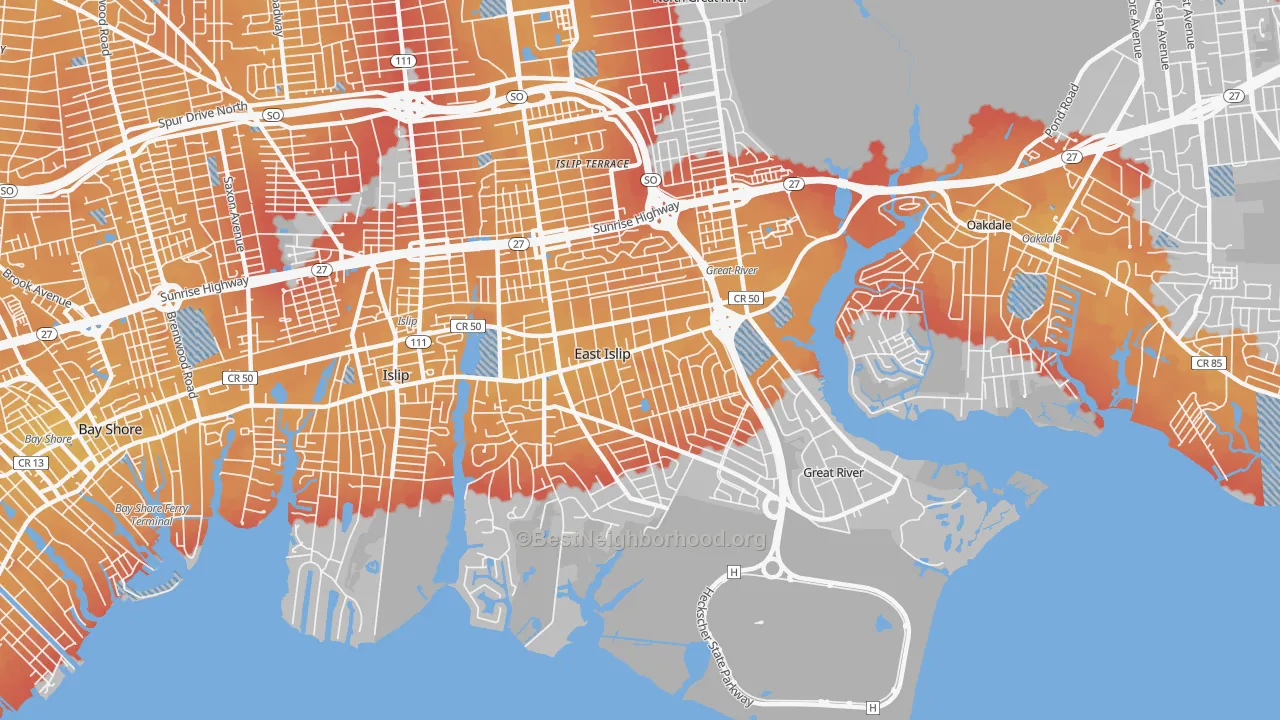 Transit Grade map of 11730, NY
