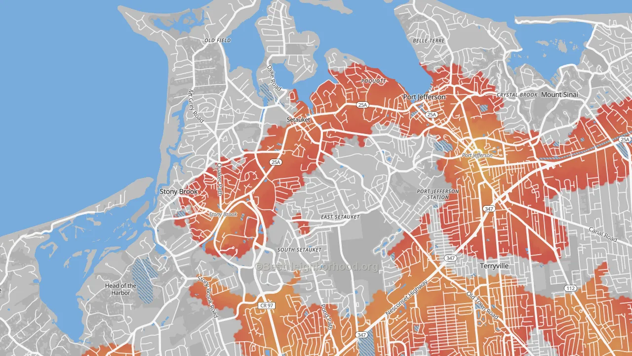 Transit Grade map of 11733, NY